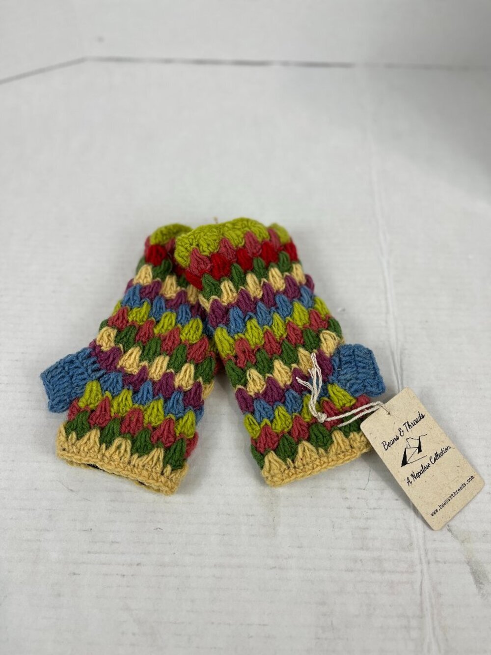 Women's Multi color Beans & Threads Wool Fingerless Mitts, NWT